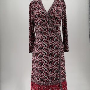 Max Studio Black & White Floral Maxi Wrap Dress